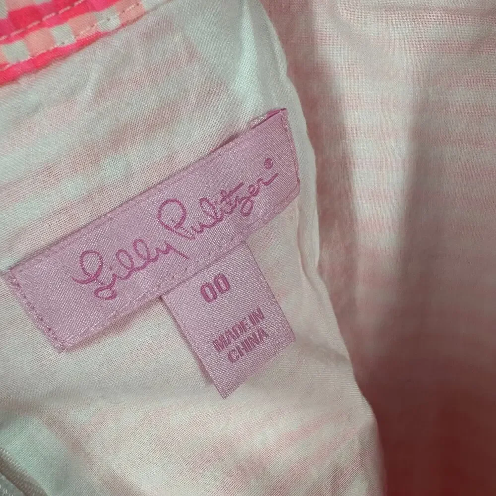 Lilly Pulitzer Thyme Skirt Women 00 Fiesta Pink Pretty Gingham‎ 48545 Preppy